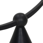 Cast aluminum shapes a statement-sized candle holder, with an asymmetrical format and swooping arms across a ball finial detail in the center. The balance of molded, cast shapes meets the refined geometric look of the tapered base. Use with tapered candles only Amethyst Home provides interior design, new home construction design consulting, vintage area rugs, and lighting in the Portland metro area.