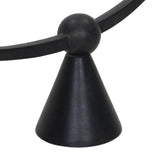 Cast aluminum shapes a statement-sized candle holder, with an asymmetrical format and swooping arms across a ball finial detail in the center. The balance of molded, cast shapes meets the refined geometric look of the tapered base. Use with tapered candles only Amethyst Home provides interior design, new home construction design consulting, vintage area rugs, and lighting in the Scottsdale metro area.