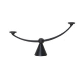 Cast aluminum shapes a statement-sized candle holder, with an asymmetrical format and swooping arms across a ball finial detail in the center. The balance of molded, cast shapes meets the refined geometric look of the tapered base. Use with tapered candles only Amethyst Home provides interior design, new home construction design consulting, vintage area rugs, and lighting in the Washington metro area.