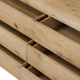 Blending modern design with classic features, this dresser is at once soft and bold. Set low to the ground on rounded feet, the dresser has prominent rounded corners that emphasize its smooth finish. Crafted from solid warm oak and veneers with push-latch hardware for a clean front Amethyst Home provides interior design, new home construction design consulting, vintage area rugs, and lighting in the Alpharetta metro area.