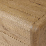 Blending modern design with classic features, this dresser is at once soft and bold. Set low to the ground on rounded feet, the dresser has prominent rounded corners that emphasize its smooth finish. Crafted from solid warm oak and veneers with push-latch hardware for a clean front Amethyst Home provides interior design, new home construction design consulting, vintage area rugs, and lighting in the Kansas City metro area.