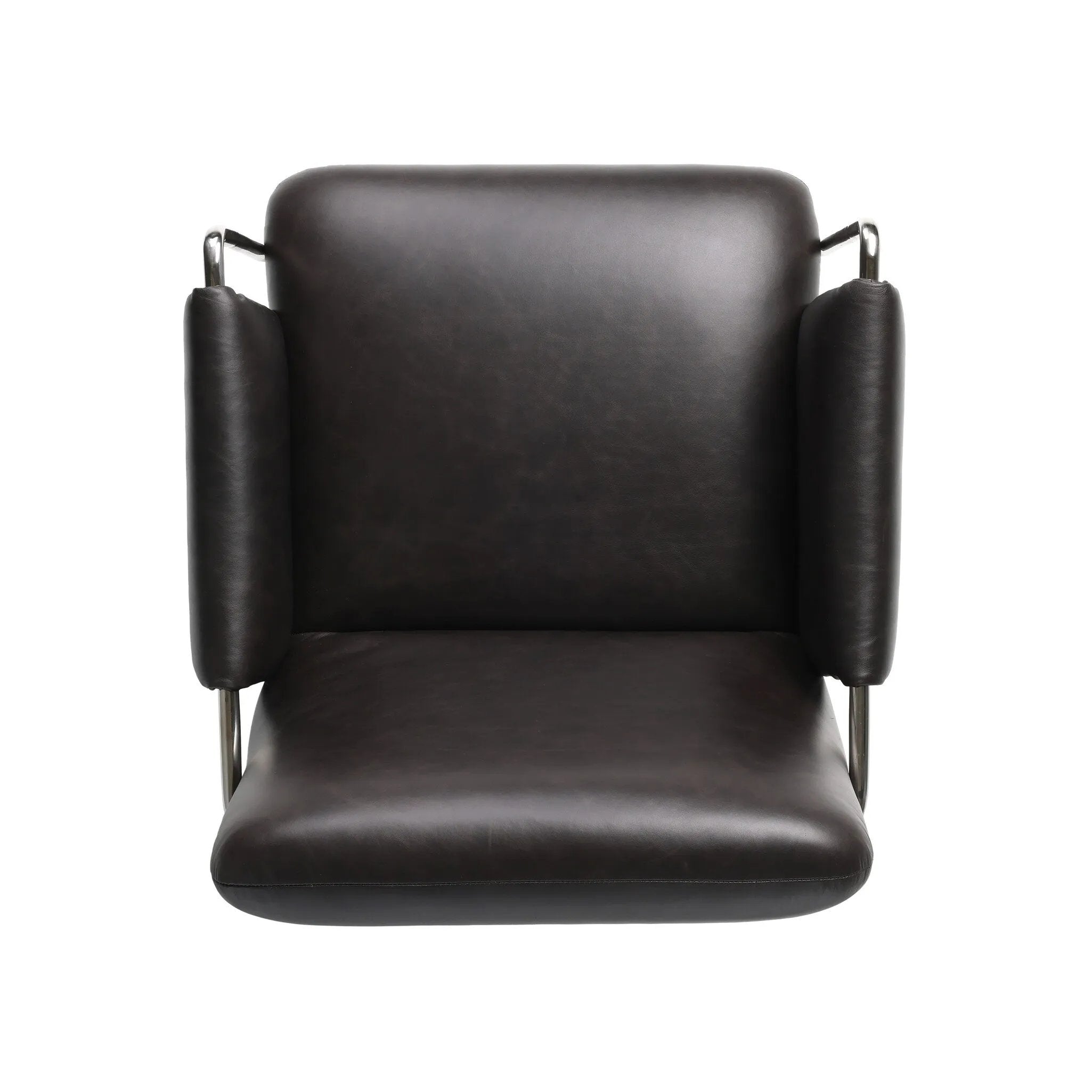 Shiny stainless steel frames Four Hands-exclusive top-leather cushioning for a balance of comfort and edge. Overfilled for a relaxed sit, a cushioned seat and back keep things supportive. Adjustable height and smooth 360-swivel bring ease to your workspace Amethyst Home provides interior design, new home construction design consulting, vintage area rugs, and lighting in the Charlotte metro area.