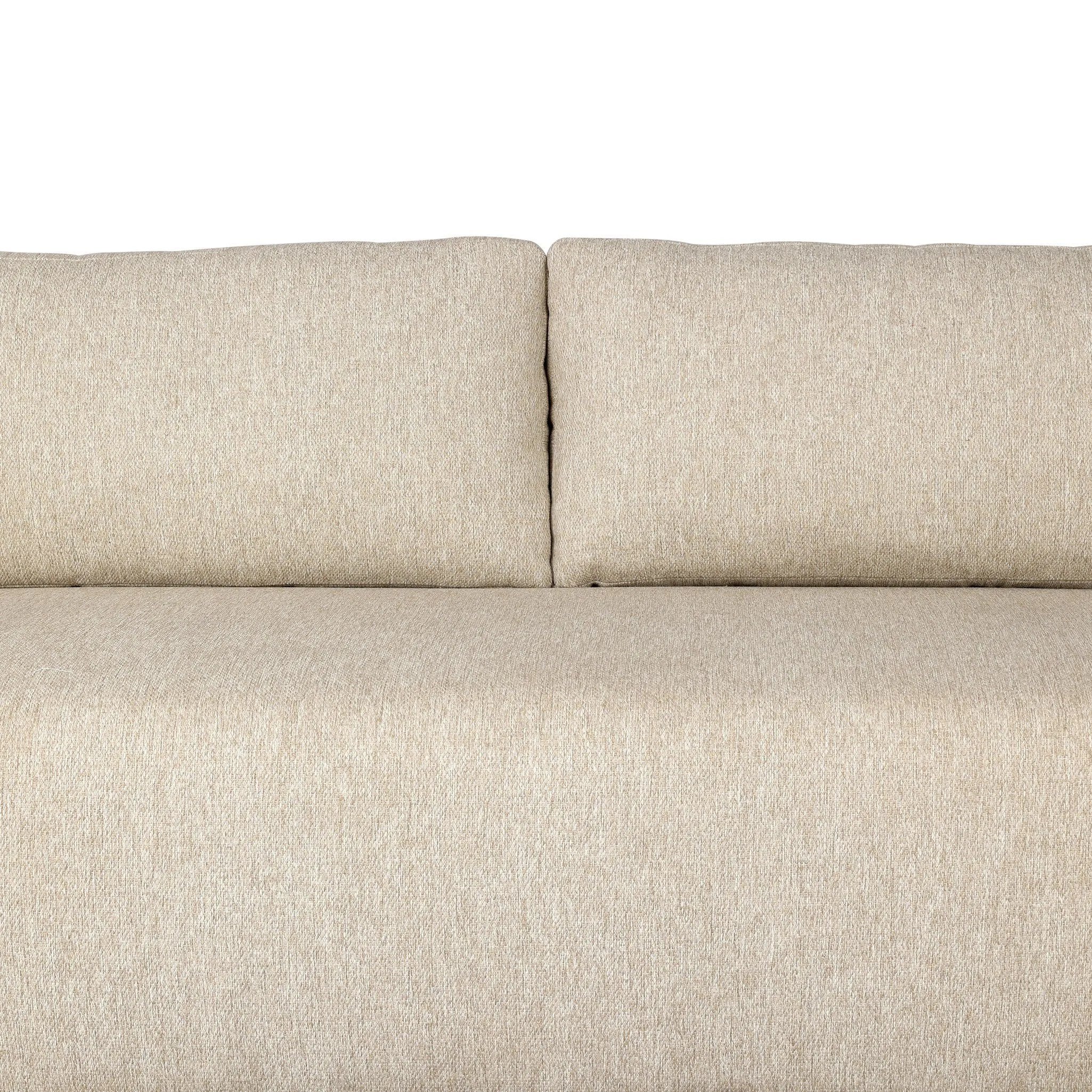Boldly woven. This modern boxy outdoor sofa takes an angular, inflated silhouette and accents it with a woven back that peeks around a fully cushioned seat. Cover or store indoors during inclement weather and when not in use Amethyst Home provides interior design, new home construction design consulting, vintage area rugs, and lighting in the Newport Beach metro area.