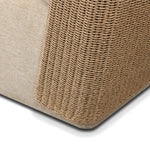 Boldly woven. This modern boxy outdoor sofa takes an angular, inflated silhouette and accents it with a woven back that peeks around a fully cushioned seat. Cover or store indoors during inclement weather and when not in use Amethyst Home provides interior design, new home construction design consulting, vintage area rugs, and lighting in the Omaha metro area.