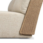 Boldly woven. This modern boxy outdoor sofa takes an angular, inflated silhouette and accents it with a woven back that peeks around a fully cushioned seat. Cover or store indoors during inclement weather and when not in use Amethyst Home provides interior design, new home construction design consulting, vintage area rugs, and lighting in the Washington metro area.