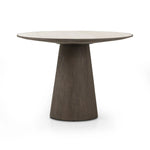 Featuring Skye White Marble Round Dining Table by Four Hands at Amethyst Home. Mixed materials make for great drama. A cone-tapered base of dark, weathered oak supports a rounded tabletop of white-finished solid marble, with oak banding on the edges for thoughtful contrast.Overall Dimensions: 42.00"w x 42.00"d x 30.00"hWeight : 158.73 lbsMaterials : Solid. Amethyst Home provides interior design, new home construction design consulting, vintage area rugs, and lighting in the Los Angeles metro area.