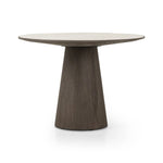 Featuring Skye White Marble Round Dining Table by Four Hands at Amethyst Home. Mixed materials make for great drama. A cone-tapered base of dark, weathered oak supports a rounded tabletop of white-finished solid marble, with oak banding on the edges for thoughtful contrast.Overall Dimensions: 42.00"w x 42.00"d x 30.00"hWeight : 158.73 lbsMaterials : Sol. Amethyst Home provides interior design, new home construction design consulting, vintage area rugs, and lighting in the Newport Beach metro area.