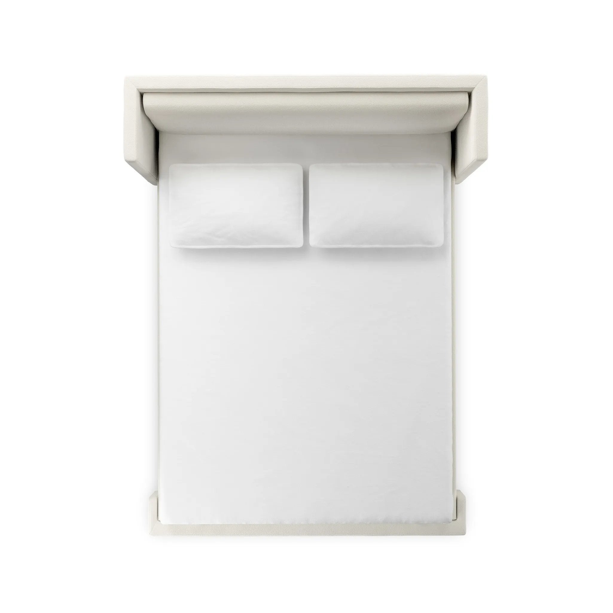 A shorter wingspan and geometric cutouts define this modern-day shelter wingback bed, designed for comfort from every angle. Upholstered in a cream fabric with subtle texture and a soft hand Amethyst Home provides interior design, new home construction design consulting, vintage area rugs, and lighting in the Park City metro area.