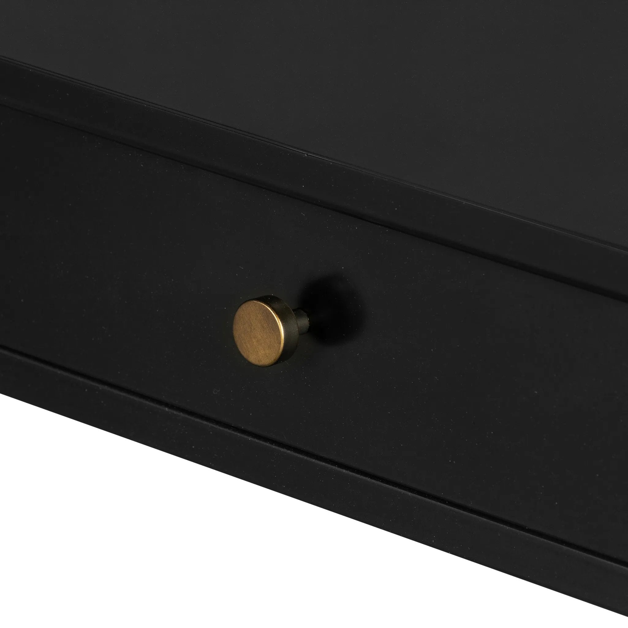 Featuring Soto Black Console Table by Four Hands at Amethyst Home. Bring a softened industrial look to the media room, dining space or entryway with a simple black-finished iron console table featuring bronzed iron hardware for modernity. Dual drawers and lower shelving add bonus storage space.Overall Dimensions: 57.00"w x 17.00"d x 30.00"hWeight : 84.88 lb. Amethyst Home provides interior design, new home construction design consulting, vintage area rugs, and lighting in the Calabasas metro area.