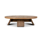 Featuring Sparrow Washed Old Oak Resawn Coffee Table by Four Hands at Amethyst Home. Made from character-rich resawn oak, a simple, rounded coffee table features splayed legs for a low, angular look.Overall Dimensions: 55.00"w x 55.00"d x 14.00"hWeight : 145.50 lbsMaterials: Resawn Oak, Poplar Plywood. Amethyst Home provides interior design, new home construction design consulting, vintage area rugs, and lighting in the Los Angeles metro area.