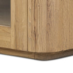 Display solo or create classic cabinetry with side-by-side multiples. This smoked oak cabinet has two drawers and multiple shelves, making a welcoming combination of open and closed storage Amethyst Home provides interior design, new home construction design consulting, vintage area rugs, and lighting in the Washington metro area.