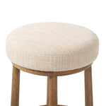 Featuring Staria Saxon Sand Swivel Stool by Four Hands at Amethyst Home. Perfectly sized for the counter, a 360-degree swivel stool pairs a warm oak frame with sand seating in a chunky basketweave. Tapered legs meet a crossed base ties it all together. Overall Dimensions: 18.25"w x 18.25"d x 27.50"h. Amethyst Home provides interior design, new home construction design consulting, vintage area rugs, and lighting in the Los Angeles metro area.