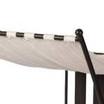 Statement-making comfort. This outdoor chaise brings a modern, French Deco-inspired look with bold color contrast to the patio. High back vertical slats pair with the removable canopy and small finial details for a unique take on traditional. Cover or store indoors during inclement weather and when not in use Amethyst Home provides interior design, new home construction design consulting, vintage area rugs, and lighting in the Laguna Beach metro area.