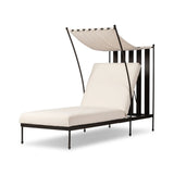 Statement-making comfort. This outdoor chaise brings a modern, French Deco-inspired look with bold color contrast to the patio. High back vertical slats pair with the removable canopy and small finial details for a unique take on traditional. Cover or store indoors during inclement weather and when not in use Amethyst Home provides interior design, new home construction design consulting, vintage area rugs, and lighting in the Omaha metro area.