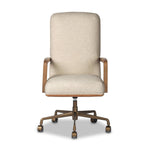 A classic silhouette is modernized with a cotton- and linen-blend performance fabric, then elevated with a top-grain leather back Amethyst Home provides interior design, new home construction design consulting, vintage area rugs, and lighting in the Charlotte metro area.