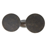 Made from distressed metal with a bronzed finish, an organically shaped end table features two tabletops, perfectly sized for your drink or favorite book Amethyst Home provides interior design, new home construction design consulting, vintage area rugs, and lighting in the Des Moines metro area.