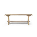 Featuring Trinity Distressed Light Oak Console Table by Four Hands at Amethyst Home. This Asian-inspired design made from light, distressed oak features mortise-and-tenon joinery, which connects protruding stretchers to sturdy legs. Lower shelving for bonus storage and display.Overall Dimensions: 78.00"w x 20.50"d x 27.00"hWeight : 96.78 lbsMaterials : Solid O. Amethyst Home provides interior design, new home construction design consulting, vintage area rugs, and lighting in the Austin metro area.
