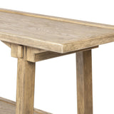 Featuring Trinity Distressed Light Oak Console Table by Four Hands at Amethyst Home. This Asian-inspired design made from light, distressed oak features mortise-and-tenon joinery, which connects protruding stretchers to sturdy legs. Lower shelving for bonus storage and display.Overall Dimensions: 78.00"w x 20.50"d x 27.00"hWeight : 96.78 lbsMaterials : Soli. Amethyst Home provides interior design, new home construction design consulting, vintage area rugs, and lighting in the Park City metro area.