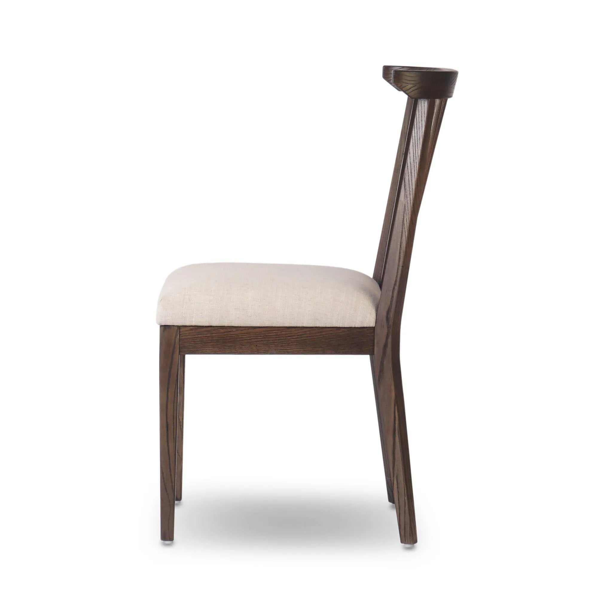 A linear dining style inspired by Japanese tea houses, crafted from natural ash. Designed for comfort, a thick cushion seat is upholstered in a casual poly-linen blend Amethyst Home provides interior design, new home construction design consulting, vintage area rugs, and lighting in the Portland metro area.