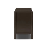 Lacquered cabinets make for evocative storage with their everlasting glossy finish. Great for small spaces, this sideboard with interior shelves features worn black oak doors for balance and contrast Amethyst Home provides interior design, new home construction design consulting, vintage area rugs, and lighting in the Los Angeles metro area.