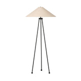 An exaggeratedly slim, airy tripod base of black-finished iron supports a light beige shade of 100% cotton, for a classic look with contrast Amethyst Home provides interior design, new home construction design consulting, vintage area rugs, and lighting in the Newport Beach metro area.