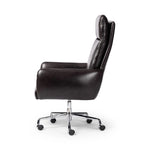 Featuring Wayland Sonoma Black Desk Chair by Four Hands at Amethyst Home. Pillowy knife-edge arms wrapped in black top-grain leather enhance the classic silhouette of this executive-sized desk chair. A polished aluminum swivel base features casters and height adjustability for added ease.
Overall Dimensions: 30.5" L x 29.0 " W x 42.0" H
Materials: Top Gr. Amethyst Home provides interior design, new home construction design consulting, vintage area rugs, and lighting in the Laguna Beach metro area.