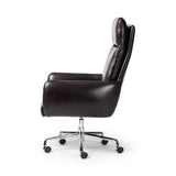 Featuring Wayland Sonoma Black Desk Chair by Four Hands at Amethyst Home. Pillowy knife-edge arms wrapped in black top-grain leather enhance the classic silhouette of this executive-sized desk chair. A polished aluminum swivel base features casters and height adjustability for added ease.
Overall Dimensions: 30.5" L x 29.0 " W x 42.0" H
Materials: Top Gr. Amethyst Home provides interior design, new home construction design consulting, vintage area rugs, and lighting in the Laguna Beach metro area.