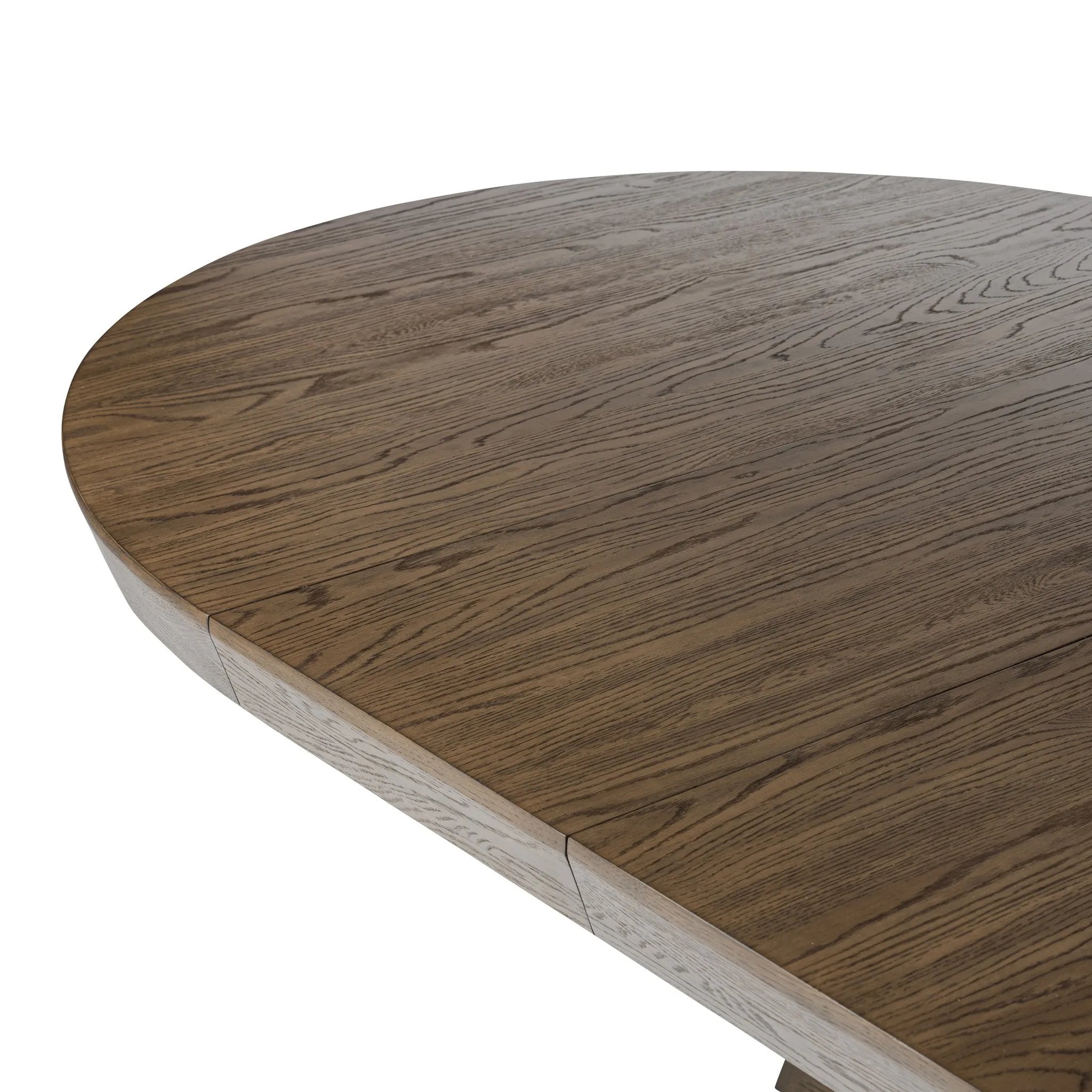 Featuring Zelda Fawn Oak Veneer Round Extension Dining Table by Four Hands at Amethyst Home. Sculptural angles define this expansive oak dining table, as angled cutouts play up a tapered base and top. Expandable design includes two leaves, easily extending from 77" to 94", for intimate gatherings and dinner parties alike.Overall Dimensions: 60.00"w x 60.0. Amethyst Home provides interior design, new home construction design consulting, vintage area rugs, and lighting in the Los Angeles metro area.
