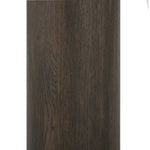 Shape and material share the spotlight in this pedestal-style end table of solid grey oak Amethyst Home provides interior design, new home construction design consulting, vintage area rugs, and lighting in the Boston metro area.