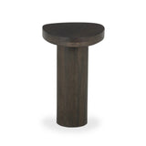 Shape and material share the spotlight in this pedestal-style end table of solid grey oak Amethyst Home provides interior design, new home construction design consulting, vintage area rugs, and lighting in the Park City metro area.