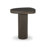 Shape and material share the spotlight in this pedestal-style end table of solid grey oak Amethyst Home provides interior design, new home construction design consulting, vintage area rugs, and lighting in the Tampa metro area.