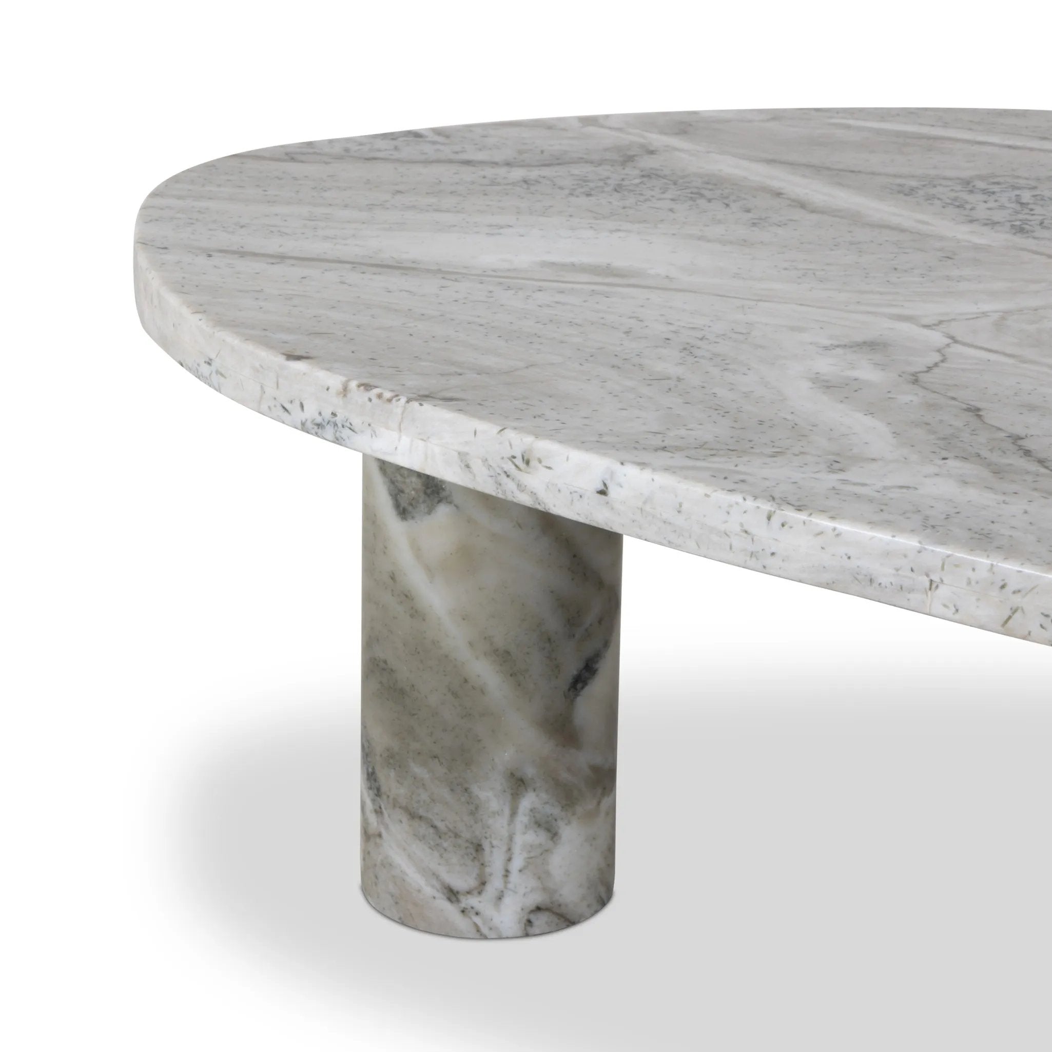 Shape and material share the spotlight in this large, tripod-style onyx coffee table. Turned, pillar legs and dramatic natural veining offer a look of movement. Option to pair with smaller matching table for a nested look Amethyst Home provides interior design, new home construction design consulting, vintage area rugs, and lighting in the Des Moines metro area.