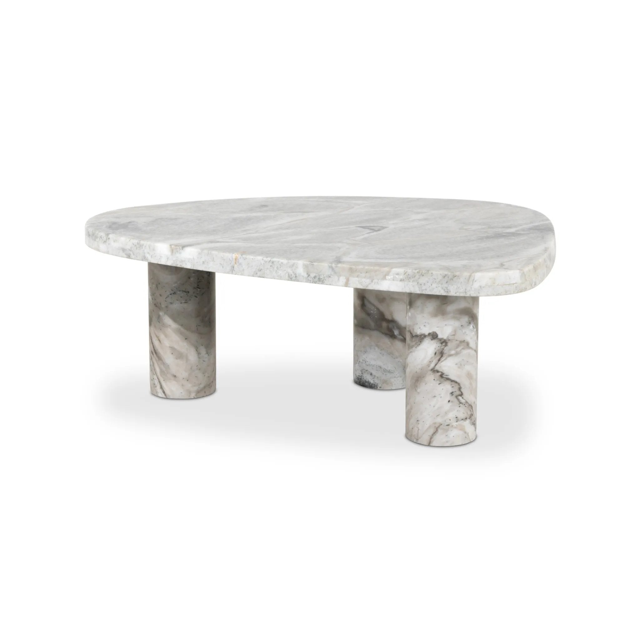 Shape and material share the spotlight in this large, tripod-style onyx coffee table. Turned, pillar legs and dramatic natural veining offer a look of movement. Option to pair with smaller matching table for a nested look Amethyst Home provides interior design, new home construction design consulting, vintage area rugs, and lighting in the Washington metro area.