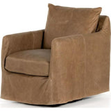 Freddy Leather Swivel Chair  Four Hands