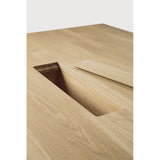 Featuring Geometric Oak Meeting Table by Ethnicraft at Amethyst Home. In the Geometric collection, shapes intersect in unexpected ways, creating playful contrasts with light and shadow at every angle. The Geometric meeting table elevates a professional space with softened edges and natural lines at play, adding volume and practical comfort further enhanced by integrated wire man. Amethyst Home provides interior design, new construction, custom furniture, and area rugs in the Los Angeles metro area