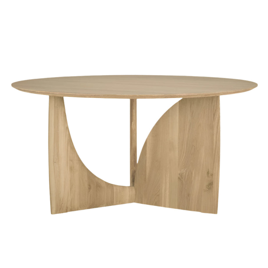 Featuring Geometric Oak Round Dining Table by Ethnicraft at Amethyst Home. In the Geometric collection, shapes intersect in unexpected ways, creating playful contrasts with light and shadow at every angle. Inspired by the bestselling side table, the round Geometric dining table makes a practical statement.Weight : 128 lbs Dimensions: 59.5" W x 59.5" L x 30" H. Amethyst Home provides interior design, new construction, custom furniture, and area rugs in the Tampa metro area
