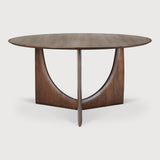Featuring Geometric Teak Brown Round Dining Table by Ethnicraft at Amethyst Home. In the Geometric collection, shapes intersect in unexpected ways, creating playful contrasts with light and shadow at every angle. Inspired by the bestselling side table, the round Geometric dining table makes a practical statement.Weight : 176 lbDimensions:  64.5 in W x 64.5 in L x  14.5 in HAdjus. Amethyst Home provides interior design, new construction, custom furniture, and area rugs in the Los Angeles metro area