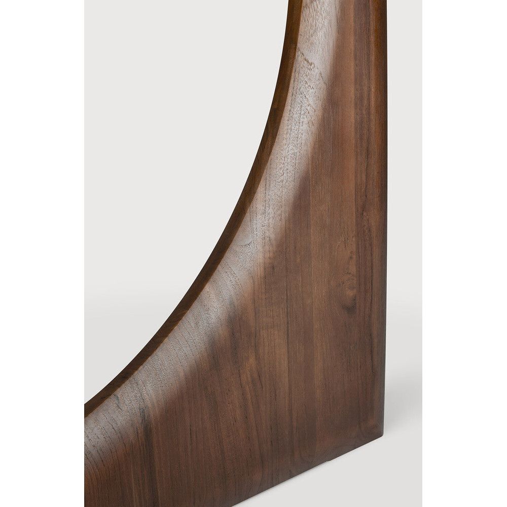 Featuring Geometric Teak Brown Round Dining Table by Ethnicraft at Amethyst Home. In the Geometric collection, shapes intersect in unexpected ways, creating playful contrasts with light and shadow at every angle. Inspired by the bestselling side table, the round Geometric dining table makes a practical statement.Weight : 176 lbDimensions:  64.5 in W x 64.5 in L x  14.5 in HAdjustable . Amethyst Home provides interior design, new construction, custom furniture, and area rugs in the Omaha metro area