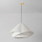 The dynamically layered design of the Edna pendant seeks to push the boundaries of what is possible with a handmade paper shade construction. Constructed as one piece, the shade is comprised of three identical pieces that intersect one another in a perfect geometric array. Amethyst Home provides interior design, new home construction design consulting, vintage area rugs, and lighting in the Miami metro area.