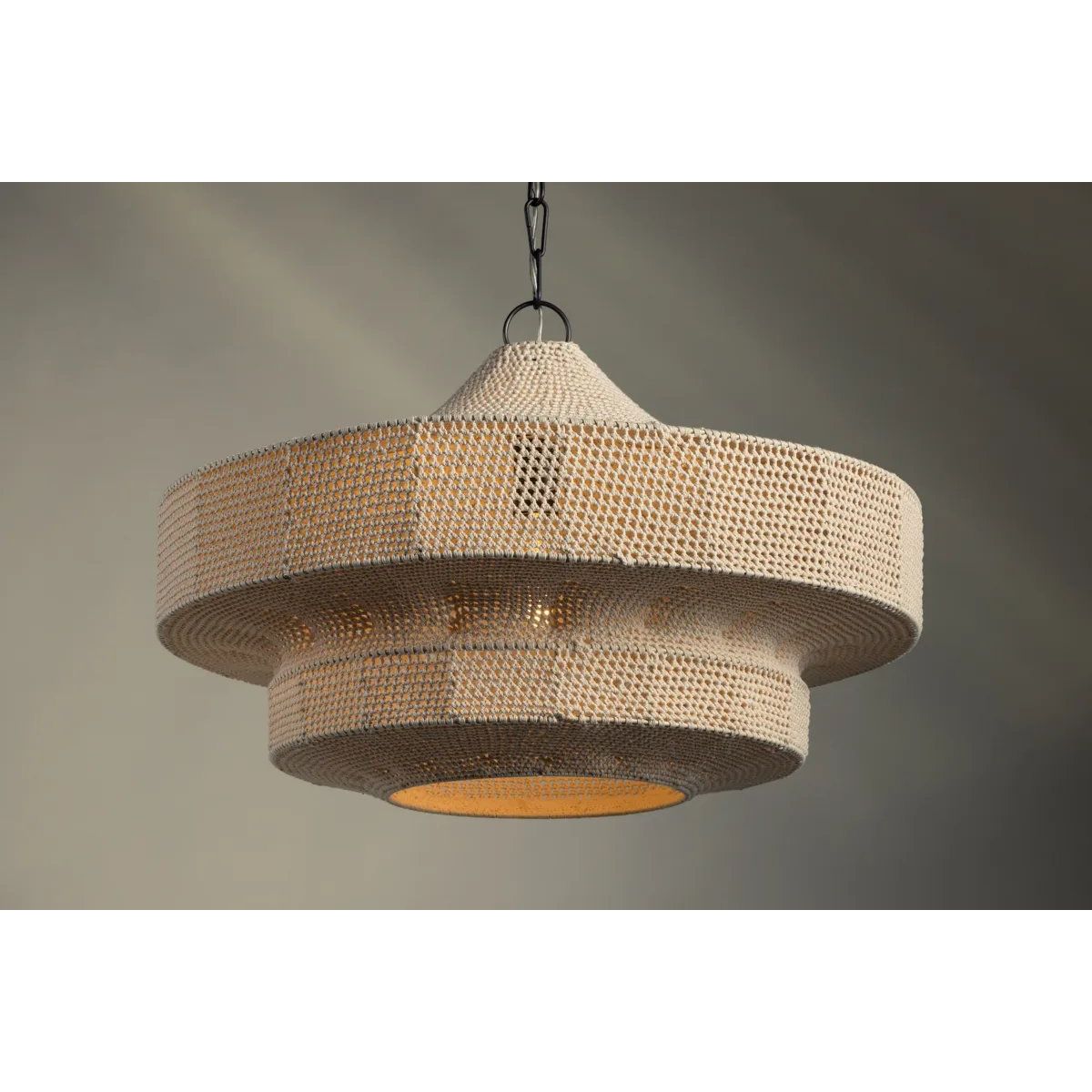 Inspired by the sea-faring community of Scotland, Thurso hovers between tension and release. Recalling the comfort of a ferry station during harsh conditions, the artist Chandler McLellan sought to imbue this pendant with a soft warmth in both materiality and luminance. Amethyst Home provides interior design, new home construction design consulting, vintage area rugs, and lighting in the Los Angeles metro area.