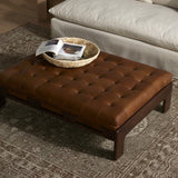 Featuring Halston Heirloom Sienna Cocktail Ottoman by Four Hands at Amethyst Home. A Seventies-era style inspired by a flea market find. Top-grain leather features dramatic tufting with sling detailing and wide ash framing below. Sourced from one of the oldest family-owned tanneries in Italy's Bassano del Grappa, heirloom leather is salvaged and processed from upcycled hides featu. Amethyst Home provides interior design, new construction, custom furniture, and area rugs in the San Diego metro area