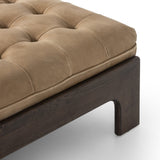 Featuring Halston Palermo Drift Cocktail Ottoman by Four Hands at Amethyst Home. Oversized cocktail ottoman topped in thick-cut top-grain leather in earthy taupe features dramatic tufting with sling detailing and a wide ash base.Overall Dimensions: 50.25"w x 37.00"d x 15.25"hWeight : 52.91 lbsMaterials : Top Grain Leather, Solid Ash, 100% Polyester. Amethyst Home provides interior design, new construction, custom furniture, and area rugs in the San Diego metro area