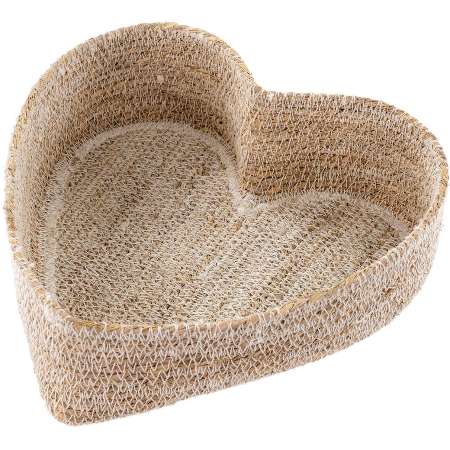 Heart Seagrass Basket, White Indaba Trading