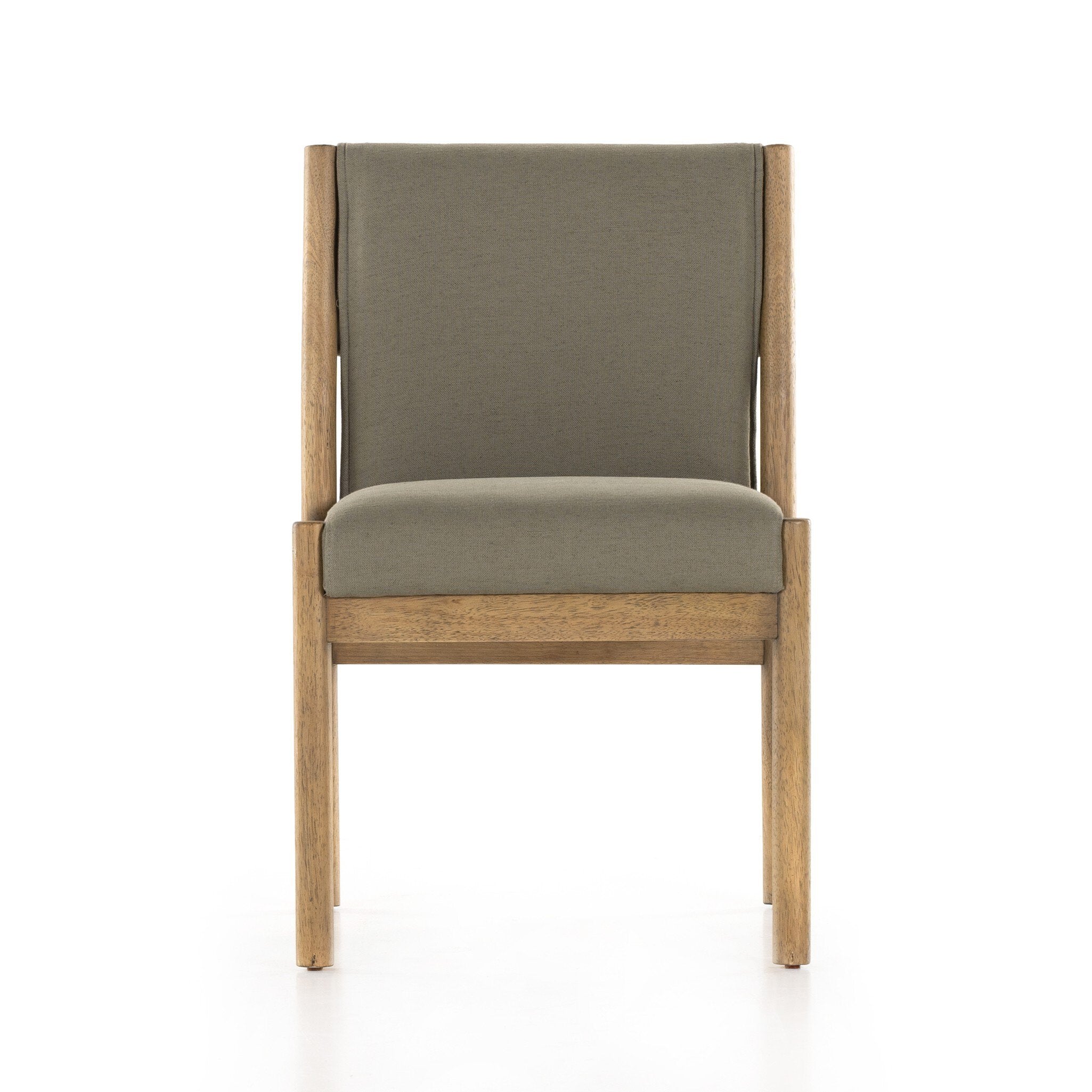 Featuring Nina Cotton Dining Chair by Four Hands at Amethyst Home. This cotton/linen blend Nina Chair feels plush yet so natural with the blend of earth made fibers.  The wood detail on the back makes us swoon.Overall Dimensions: 21.25"w x 24.50"d x 33.50"hWeight : 19.80 lbsMaterials : 62% Cotton, 20% Flax/Linen, 18% Viscose (Rayon), Solid Parawood, Stainless Steel. Amethyst Home provides interior design, new construction, custom furniture, and area rugs in the San Diego metro area