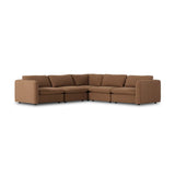 Featuring Ingel Antwerp Cafe 5-Piece Sectional by Four Hands at Amethyst Home. Inflated, pillow-inspired cushioning all around brings cozy comfort to the room. High-performance linen offers the best of both worlds on this plush and welcoming sectional. Inflated arms, feather-fiber blend cushioning and a soft, durable linen fabric make this spacious sectional a smart solution for t. Amethyst Home provides interior design, new construction, custom furniture, and area rugs in the Charlotte metro area