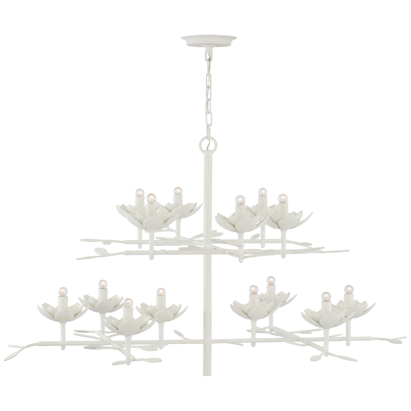 Featuring Clementine 53" Tiered Chandelier by Visual Comfort at Amethyst Home. Transform any space into a sophisticated oasis with the Clementine Tiered Chandelier. Its elegant design and tiered structure create a stunning statement piece that will elevate the ambiance of any room. Perfect for adding a touch of sophistication and charm to your home.Overal.  Amethyst Home provides interior design, new home construction design consulting, vintage area rugs, and lighting in the Des Moines metro area.