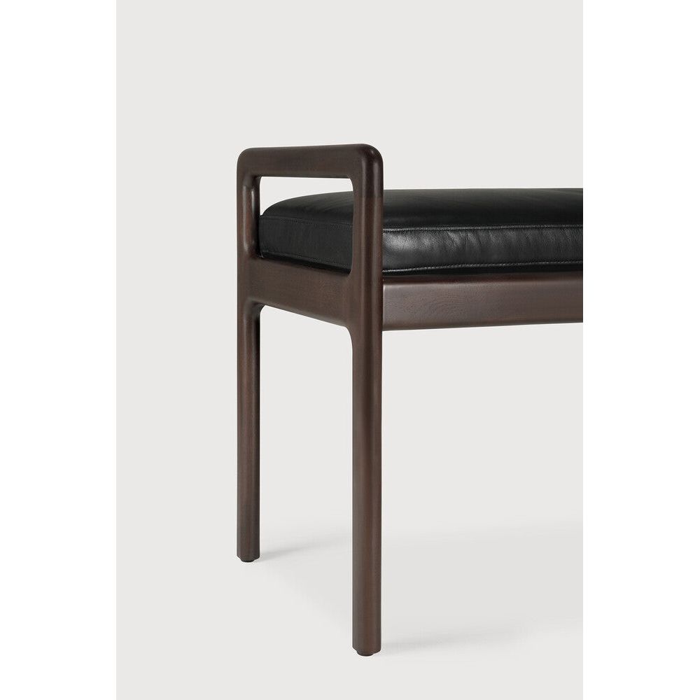 Featuring Jack Black Leather Mahogany Dark Brown Bench by Ethnicraft at Amethyst Home. Alluring from every angle, luxuriant shapes and curves form the basis of the Jack collection. This bench's clean lines are inspired by Scandinavian modernism, reinforcing a classic, vintage, feel that can be passed on to generations ahead.Weight : 31 lbs Dimensions: 16.5" W x 59.5" L x 23.5" H. Amethyst Home provides interior design, new construction, custom furniture, and area rugs in the Omaha metro area