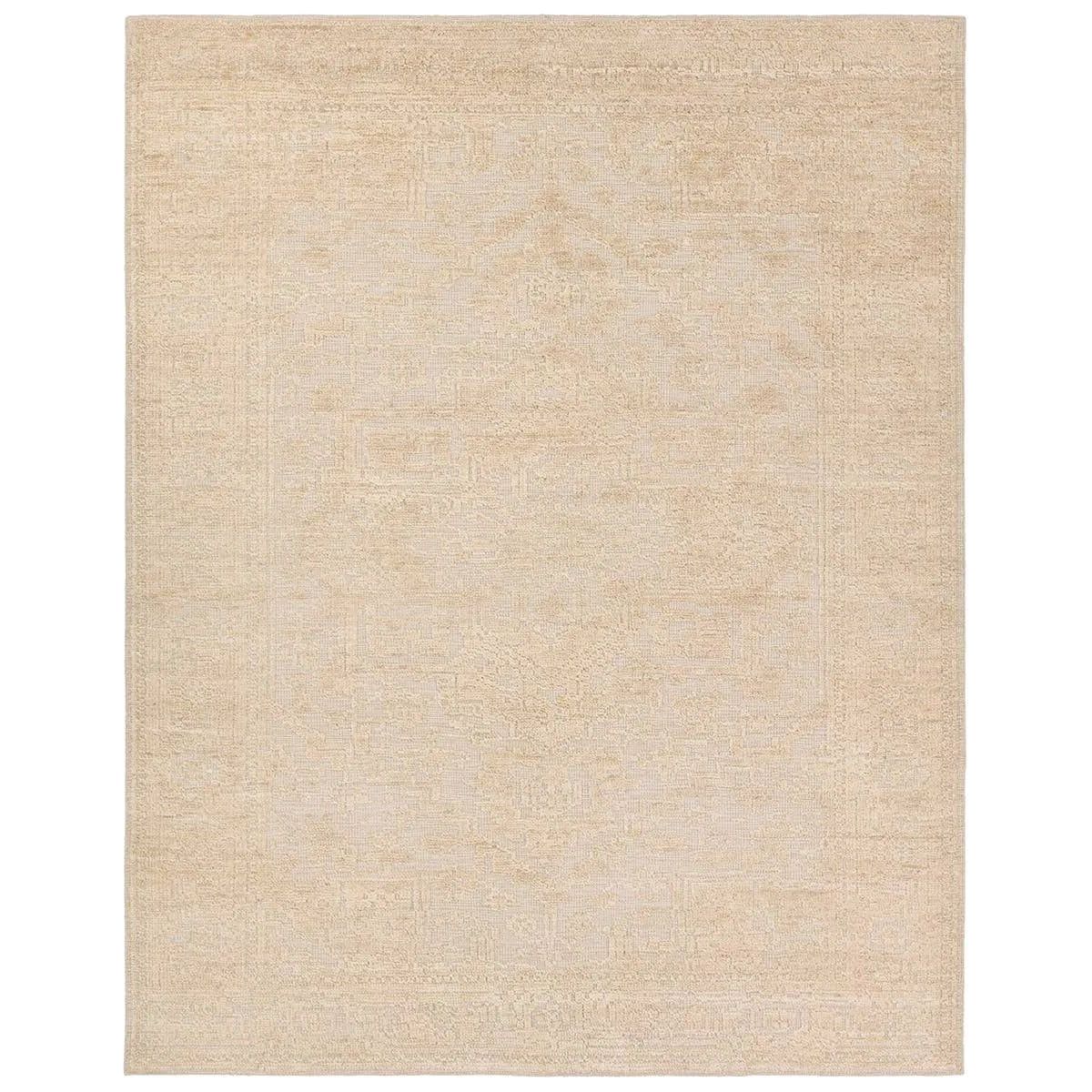 Featuring Aposio Pranhita Natural Hand-Knotted Rug by Jaipur Living at Amethyst Home. Exquisitely hand-knotted of Persian knots, this extraordinary 100% wool rug is a modern-day classic.  Its sculptural hand cut pile is plush, yet easy-to-care for and stain resistant. Handmade in wistful shades of cream and beige, the Pranhita design’s subtle cut-pile ca. Amethyst Home provides interior design, new home construction design consulting, vintage area rugs, and lighting in the Laguna Beach metro area.