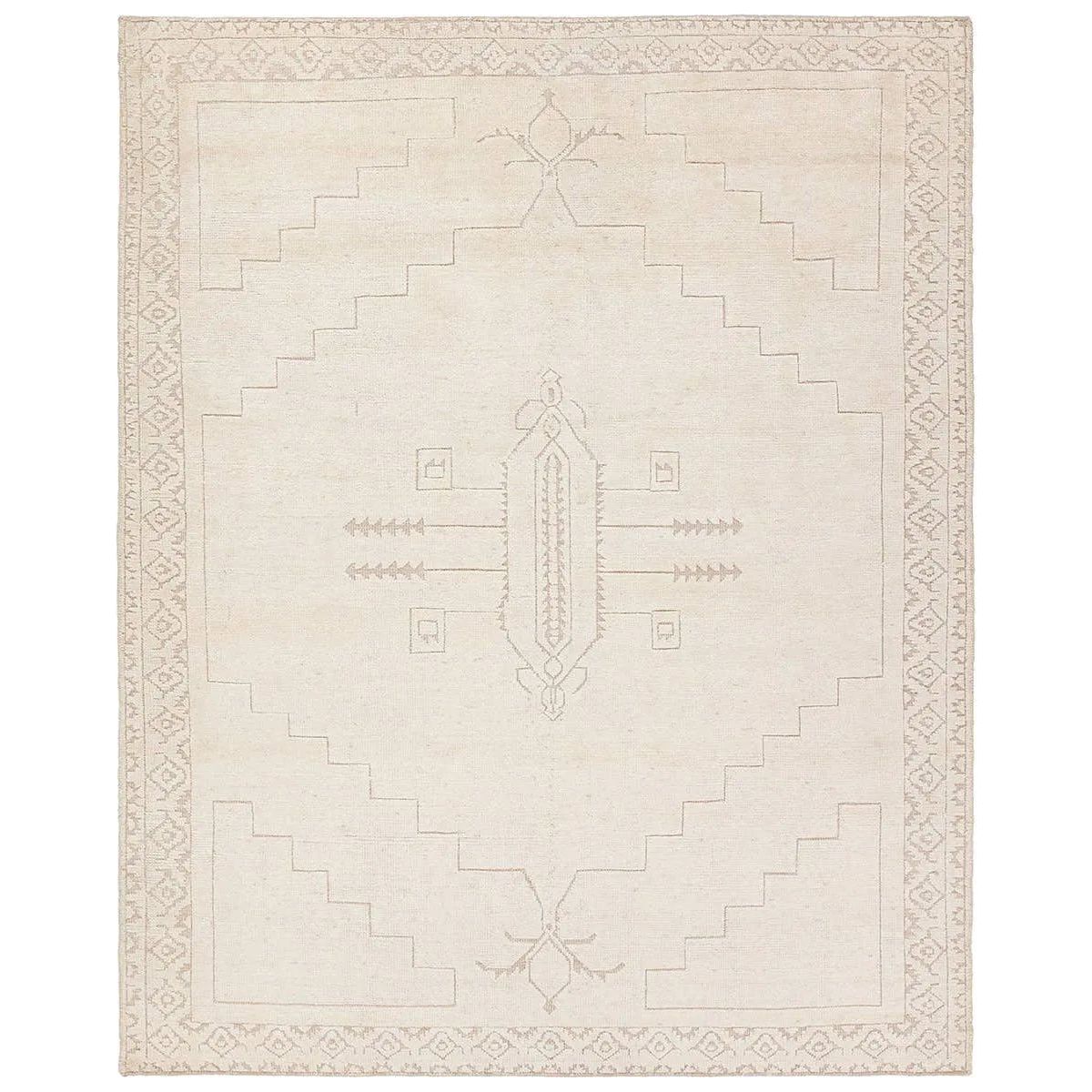 Featuring Ashend Imbar Hand-Knotted Rug by Jaipur Living at Amethyst Home. Hand carded wool, soft Tencel, and a neutral color palette define the handknotted Ashend Imbar. The Imbar rug showcases a Moroccan-inspired center medallion in a neutral, cream, taupe, and beige colorway. Geometric detailing via high and low pile establishes a thin border and provid. Amethyst Home provides interior design, new home construction design consulting, vintage area rugs, and lighting in the Des Moines metro area.