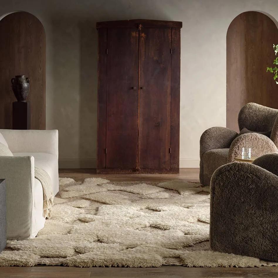 Indulge in the sumptuous texture and unparalleled luxury of Gamil. An exclusive collaboration with Atlanta-based designer, Michael Habachy, this rug is intricately hand woven on a Punja loom using traditional Persian techniques. Amethyst Home provides interior design, new home construction design consulting, vintage area rugs, and lighting in the Calabasas metro area.